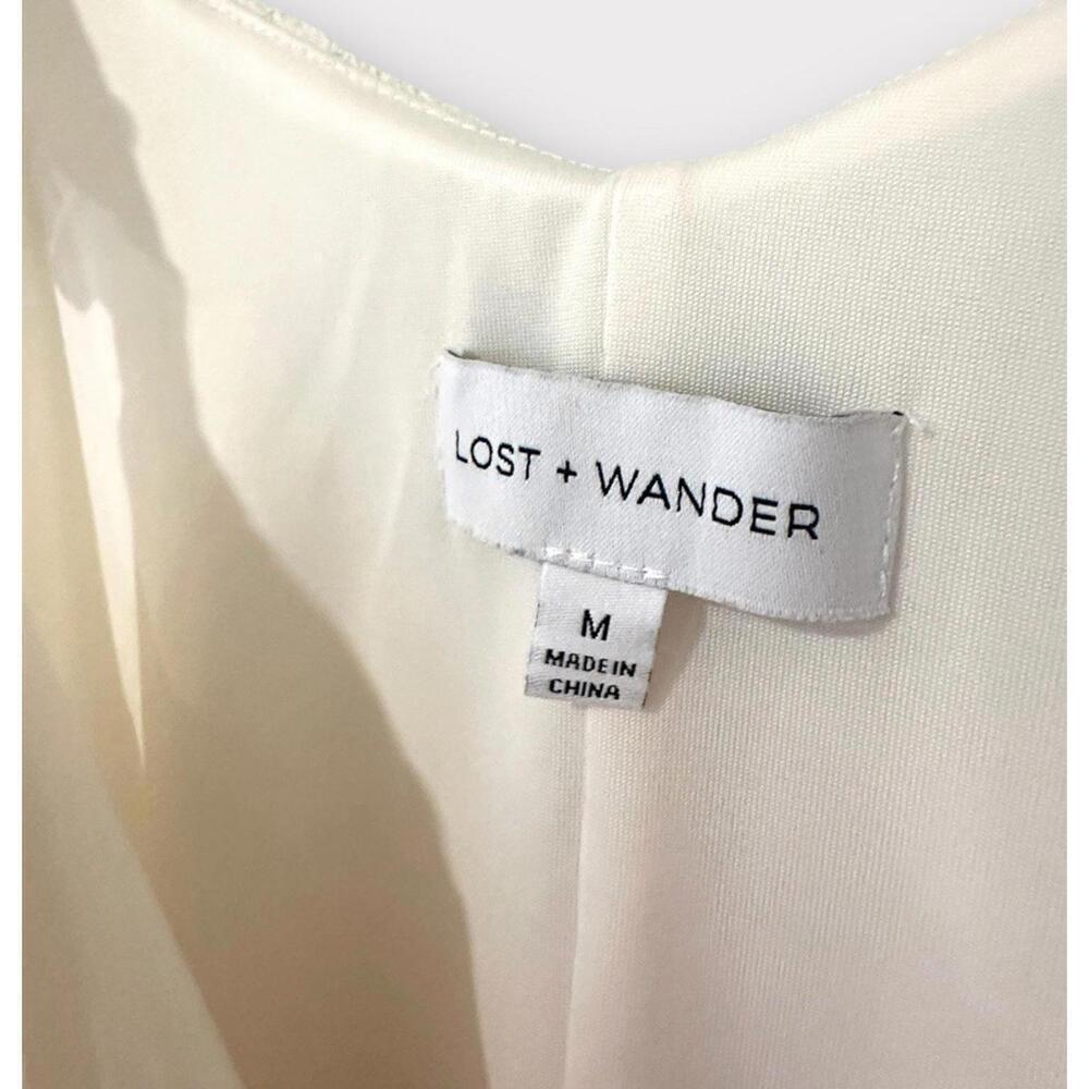 Lost + Wander Womens Short Dress Off White Ruffled Straps Lining Size M - Picture 5 of 13
